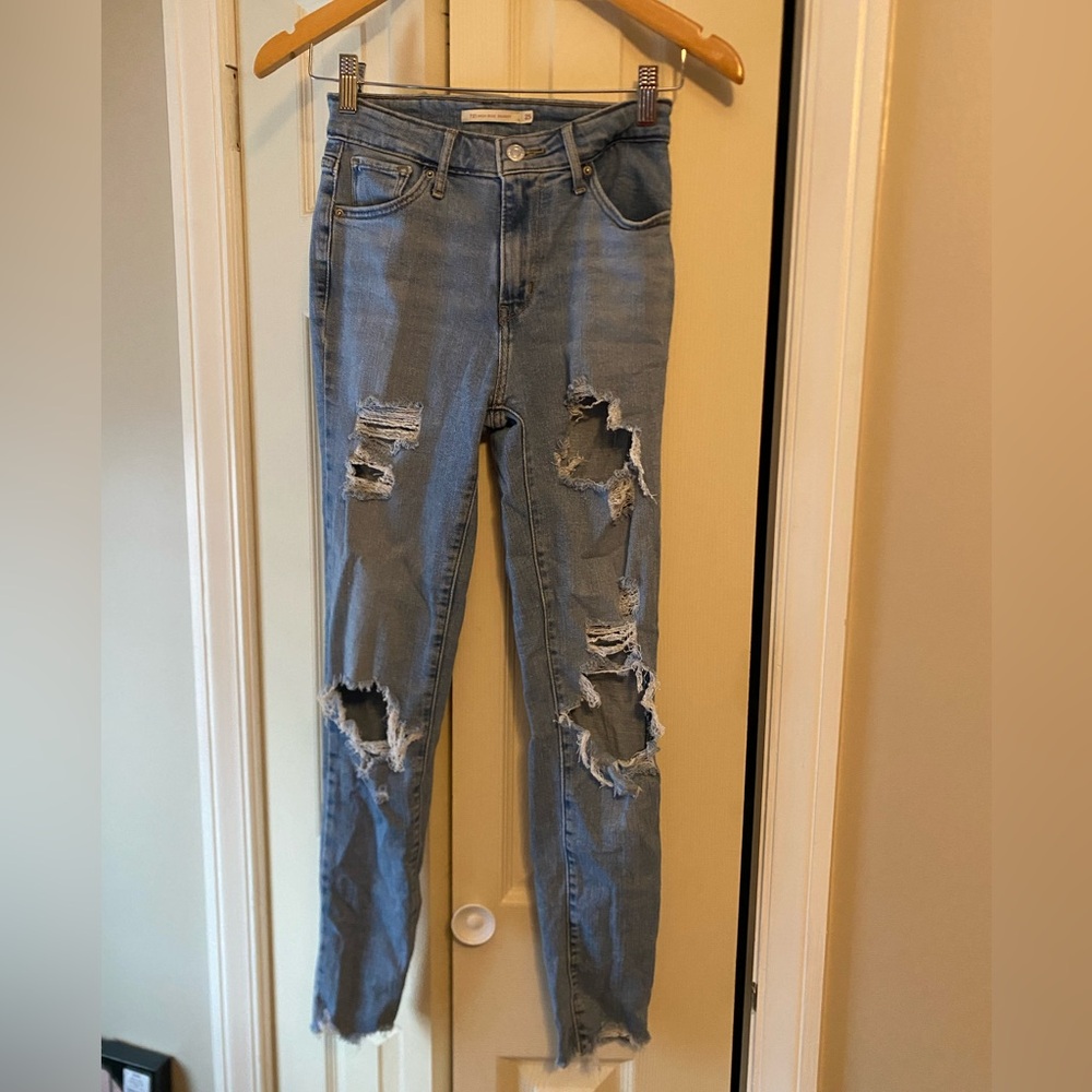 Levi's Light Blue Distressed Skinny Jeans